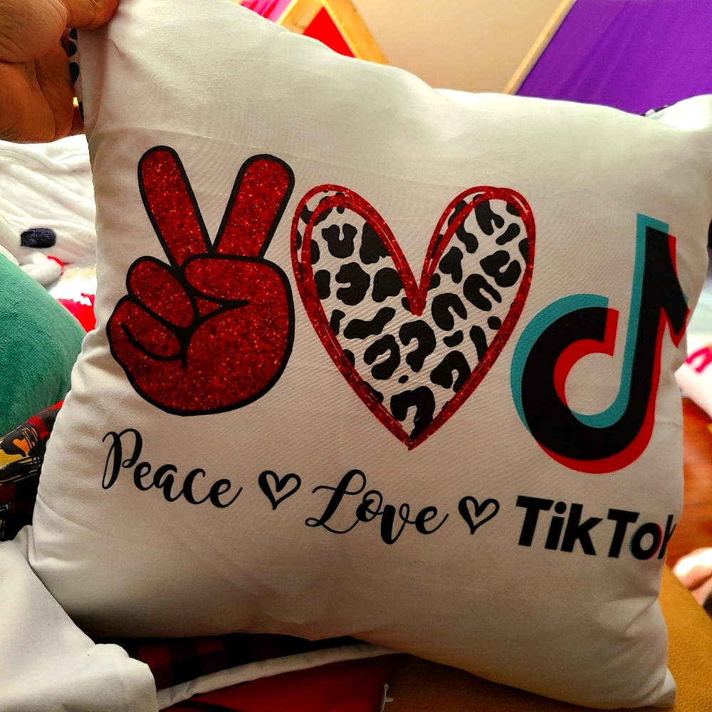 Tiktok Peace Love Double Sided Pillowcase